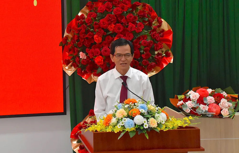 Phó Trưởng Ban Thường trực Ban Tổ chức Thành ủy TPHCM Dương Trọng Hiếu phát biểu giao nhiệm vụ 15-8. HVCB 3.jpg
