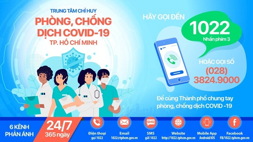 Cổng 1022 sẵn sàng tiếp nhận thông tin phản ánh về tình hình dịch Covid-19