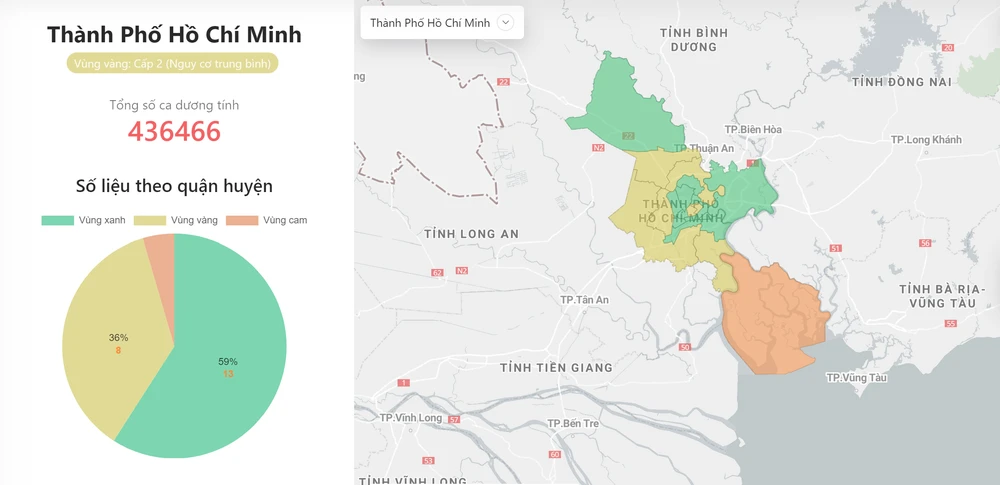 Bản đồ cấp độ dịch TPHCM 