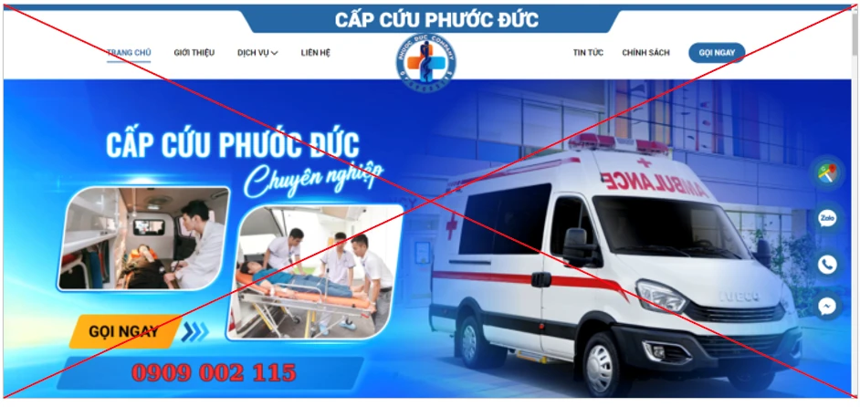 Phát hiện cơ sở cung cấp dịch vụ vận chuyển cấp cứu không phép