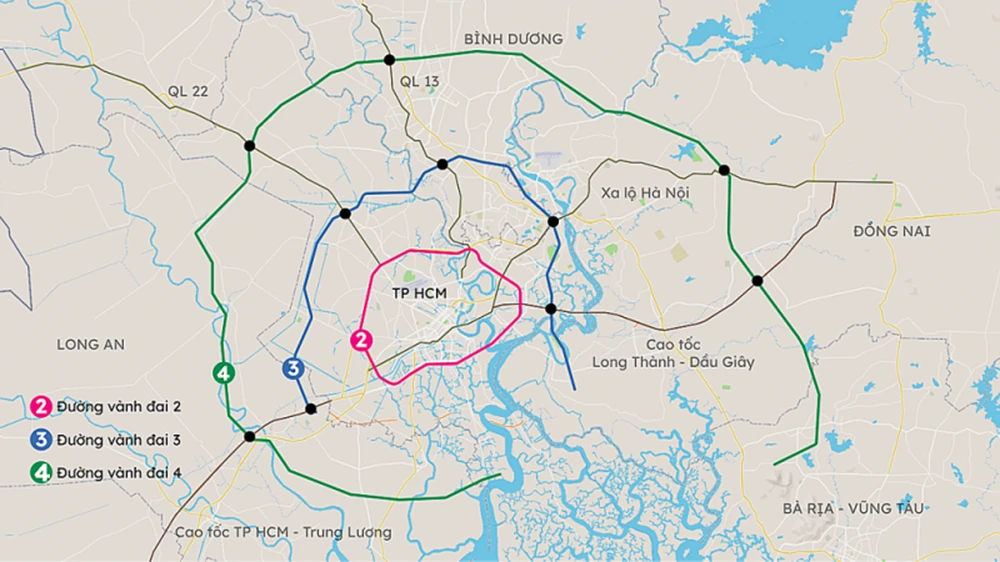 Ba phương án hướng tuyến xây dựng Vành Đai 4 TPHCM