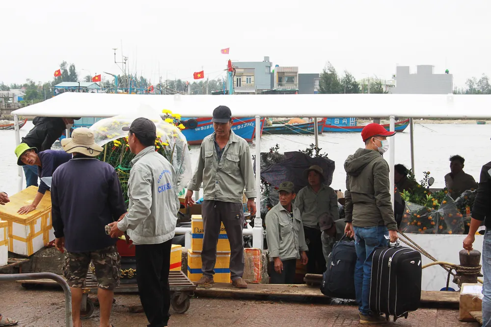 Người dân cũng gửi thêm hoa cúc, mai, quất ra đảo bằng tàu cao tốc. Ảnh: NGUYỄN TRANG Người dân cũng gửi thêm hoa cúc, mai, quất ra đảo bằng tàu cao tốc. Ảnh: NGUYỄN TRANG