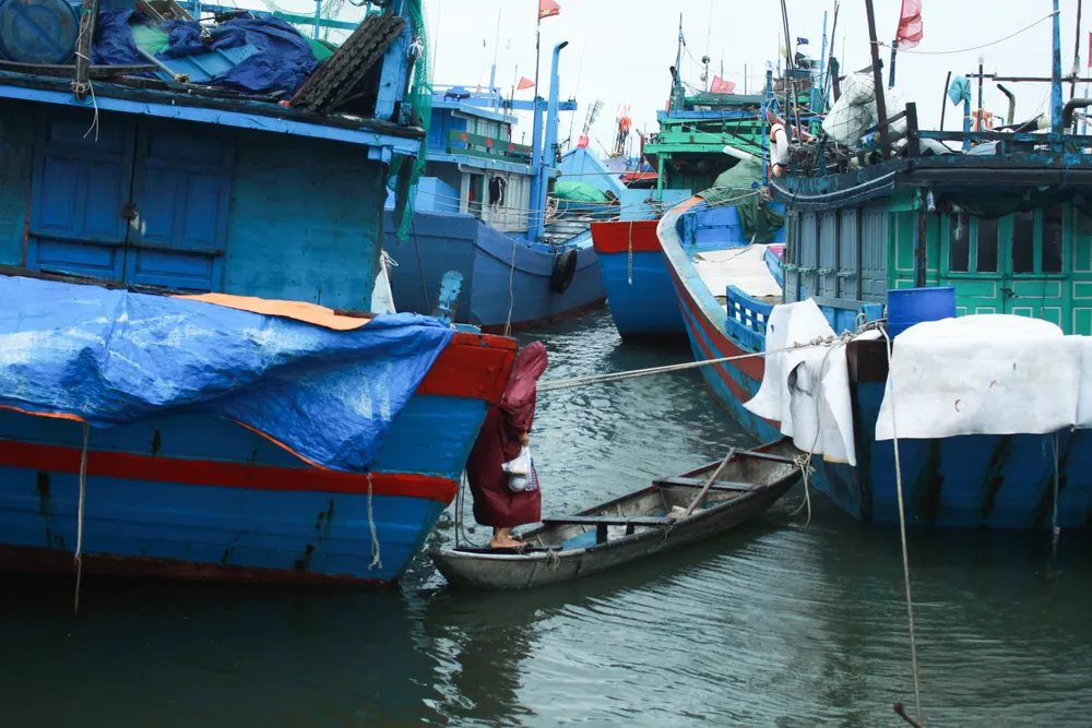 Vào mùa mưa bão, cảng Tịnh Hòa (xã Tịnh Hòa, TP Quảng Ngãi) neo trú chật chội, dễ xảy ra va đập khi sóng lớn. Ảnh: NGUYỄN TRANG