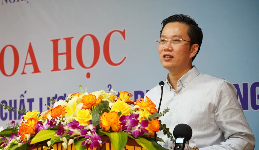 TS.Hà Minh Hiệp, Quyền Tổng Cục trưởng Tổng cục Tiêu chuẩn Đo lường chất lượng (Bộ KH-CN), phát biểu tại hội nghị