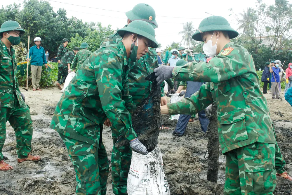 Đồn Biên phòng cửa khẩu cảng Sa Kỳ huy động cán bộ, chiến sĩ tham gia. Ảnh: NGUYỄN TRANG Đồn Biên phòng cửa khẩu cảng Sa Kỳ huy động cán bộ, chiến sĩ tham gia. Ảnh: NGUYỄN TRANG