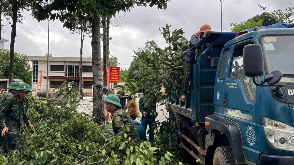Soldater beskär träd för att förhindra storm nr 13 i Quang Ngai bộ đội (1).jpg