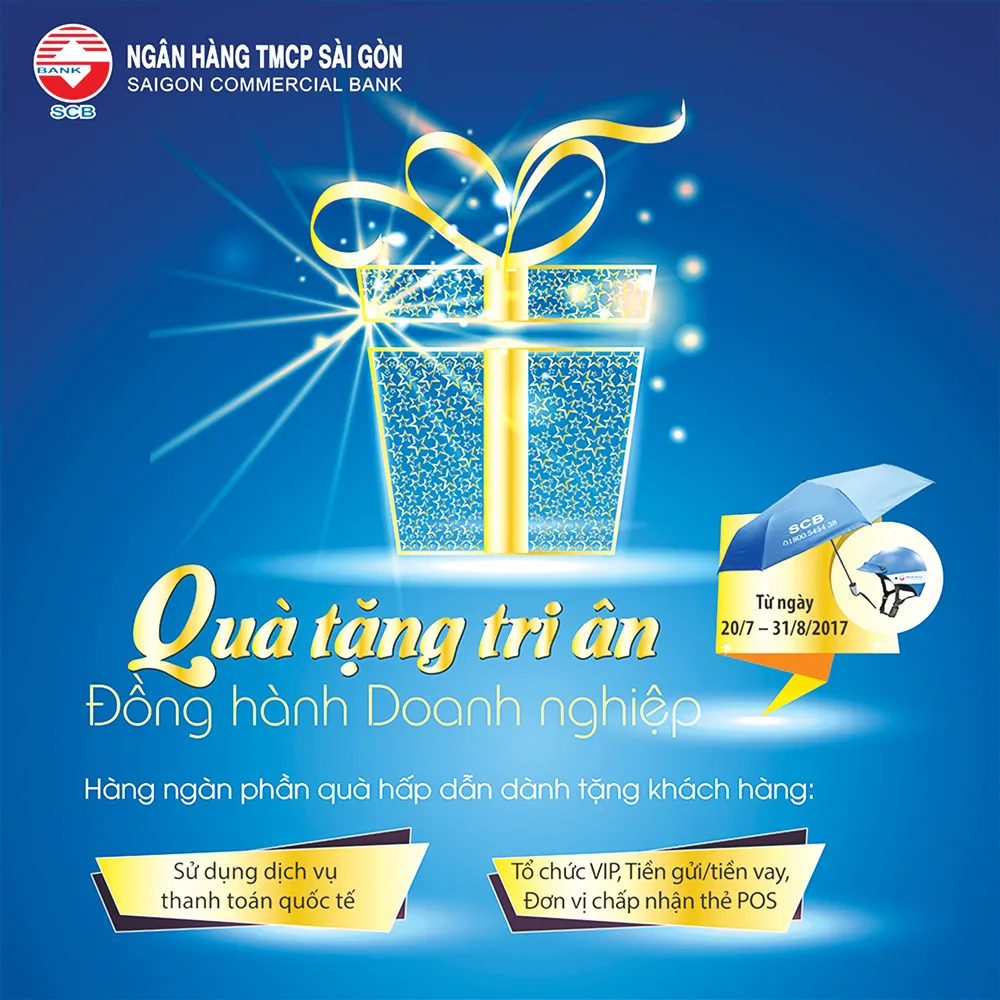 SCB triển khai chương trình “Quà tặng tri ân - Đồng hành doanh nghiệp” ảnh 1 SCB triển khai chương trình “Quà tặng tri ân - Đồng hành doanh nghiệp” ảnh 1