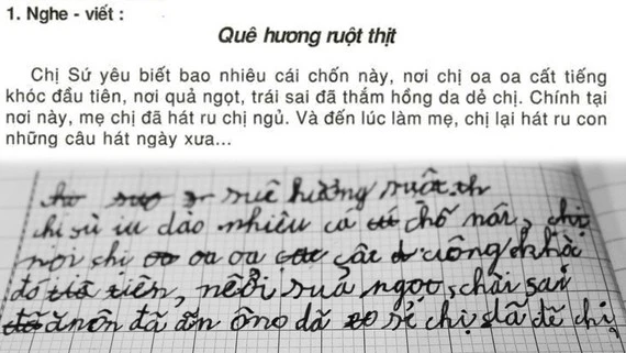 Bài nghe đọc và viết lại của em N.V.A. (học sinh lớp 3 tại quận 8)