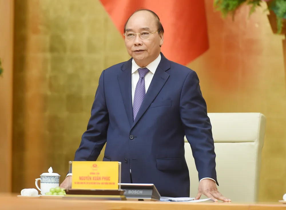 Thủ tướng Nguyễn Xuân Phúc phát biểu tại phiên họp. Ảnh: VGP