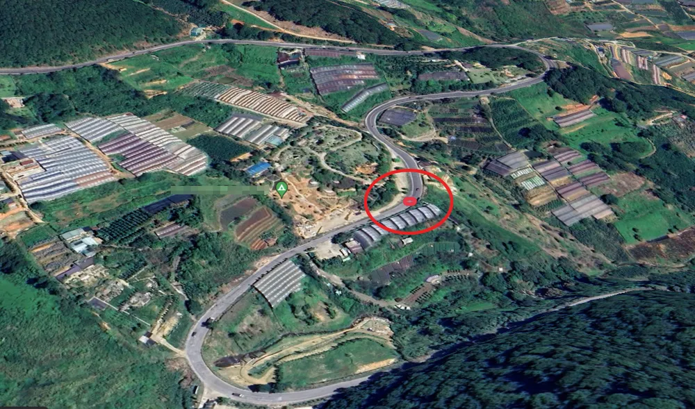 Vị trí xảy ra vụ tai nạn (khoanh đỏ). Ảnh: Google Earth