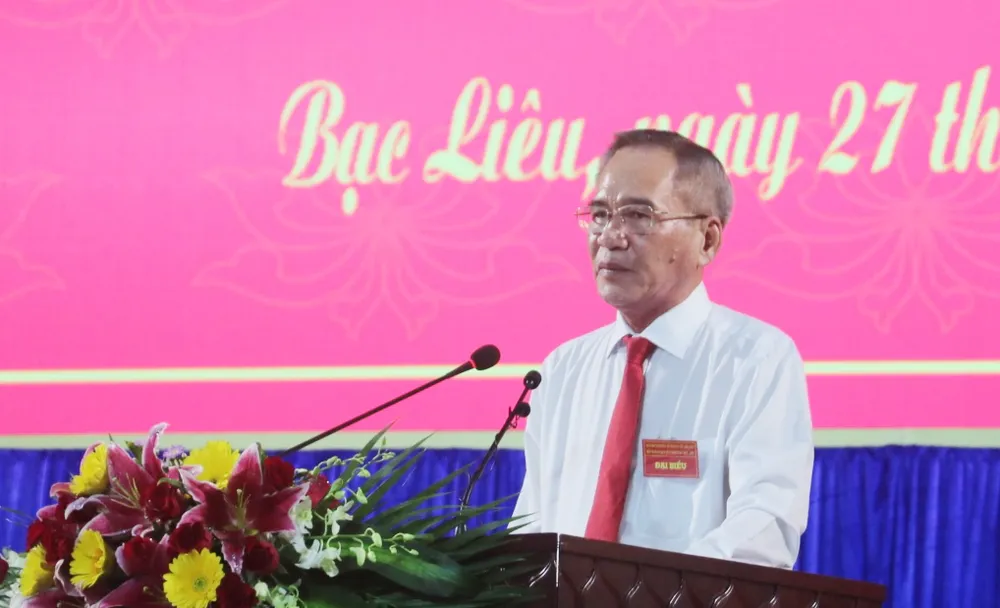 Bí thư Tỉnh ủy Bạc Liêu Lữ Văn Hùng phát biểu tại hội nghị