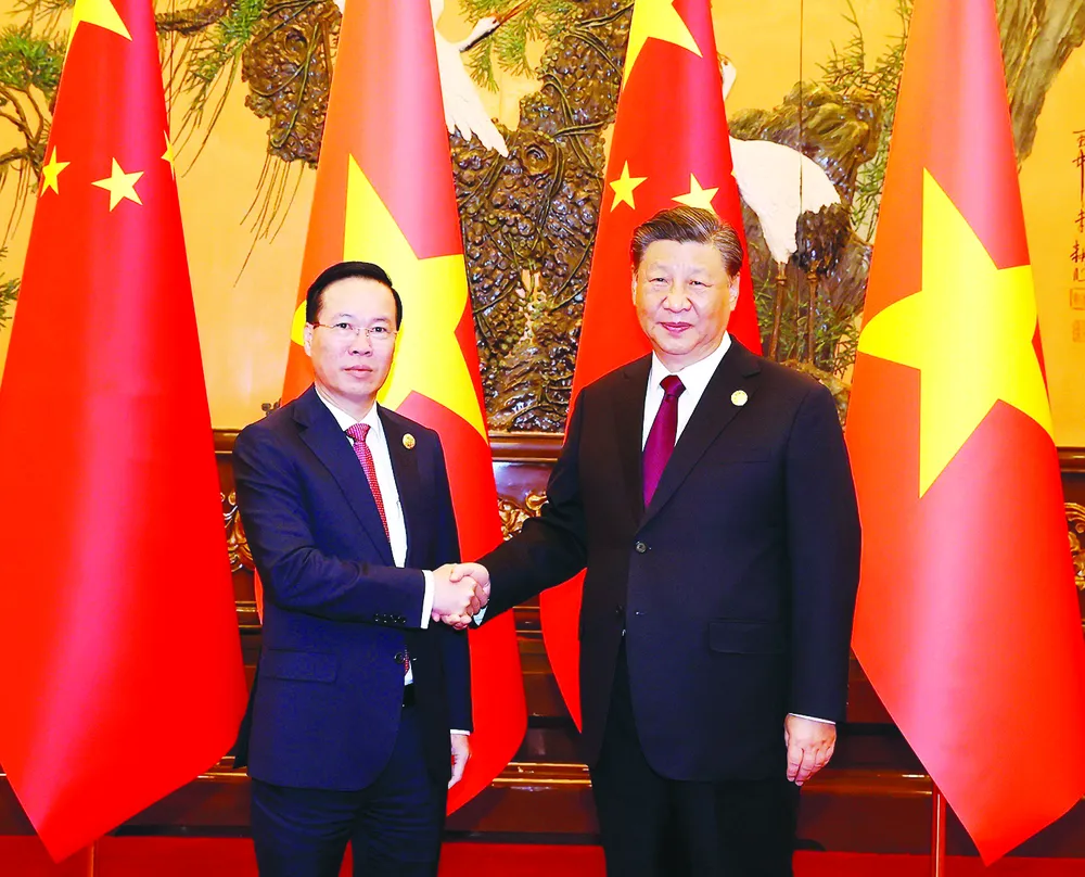 Chủ tịch nước Võ Văn Thưởng và Tổng Bí thư, Chủ tịch Trung Quốc Tập Cận Bình. Ảnh: TTXVN Chủ tịch nước Võ Văn Thưởng và Tổng Bí thư, Chủ tịch Trung Quốc Tập Cận Bình. Ảnh: TTXVN
