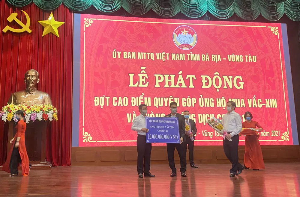 CTCP Tập đoàn Đầu tư địa ốc Nova (Novaland) ủng hộ 10 tỷ đồng cho quỹ mua vaccine phòng, chống dịch tỉnh Bà Rịa - Vũng Tàu