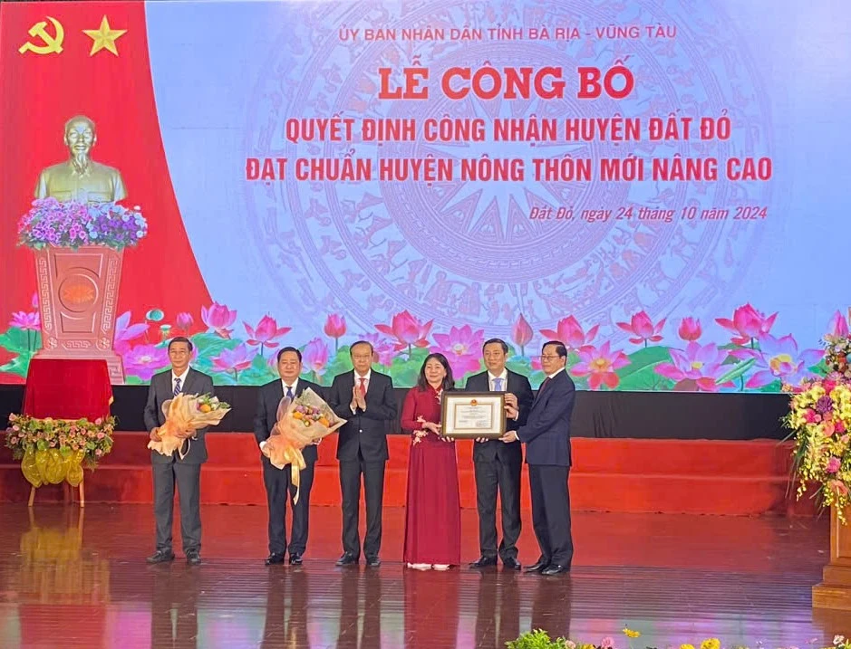 Huyện Đất Đỏ đạt chuẩn huyện nông thôn mới nâng cao năm 2023