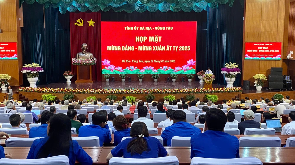 Quang cảnh buổi họp mặt mừng Đảng - mừng Xuân Ất Tỵ 2025 của tỉnh Bà Rịa - Vũng Tàu