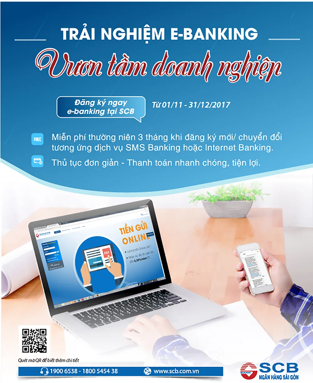 SCB ưu đãi khách hàng doanh nghiệp đăng ký mới dịch vụ SMS Banking và Internet Banking ảnh 1 SCB ưu đãi khách hàng doanh nghiệp đăng ký mới dịch vụ SMS Banking và Internet Banking ảnh 1