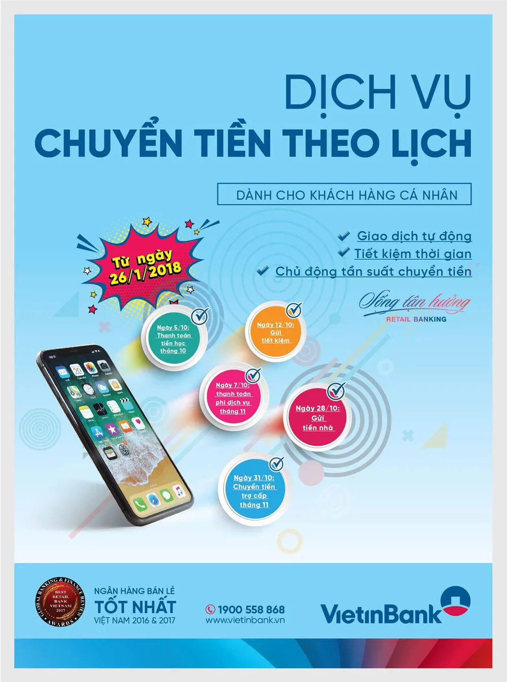 Chuyển tiền tự động theo lịch cùng VietinBank ảnh 1 Chuyển tiền tự động theo lịch cùng VietinBank ảnh 1