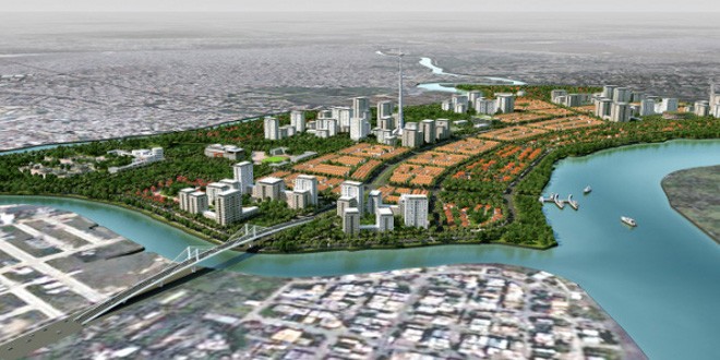 圖為橫跨環術河的環術橋總體設計圖。（圖源：互聯網）