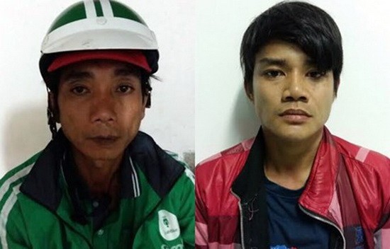 被扣押在第一郡公安機關的兩名歹徒阿平（左）和阿順。（資料圖：互聯網）