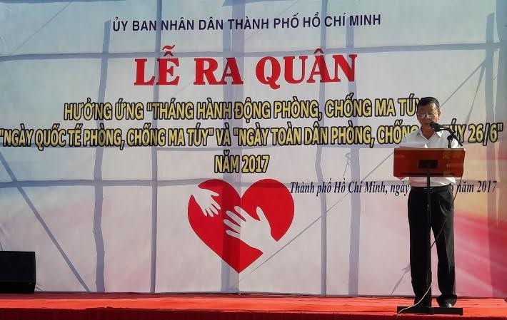 市社會弊端防治分局分局長陳玉攸在會議上發表工作報告。（資料圖來源：VGP/陳日明）