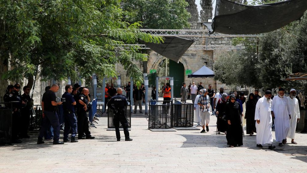 聖殿山金屬探測門。（資料圖源：路透社）