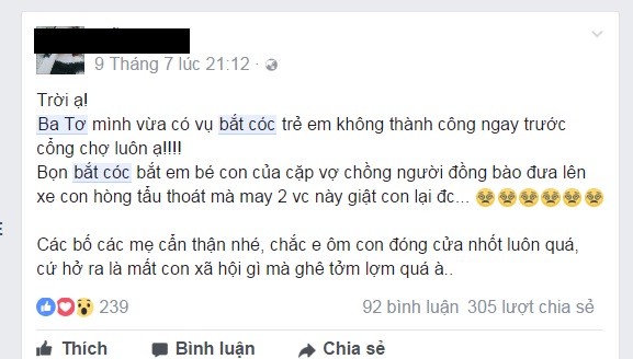 廣義省公安廳昨(6)日確認，此前在臉書社交網上熱傳在巴絲縣山區發生綁架兒童事件純屬謠言。