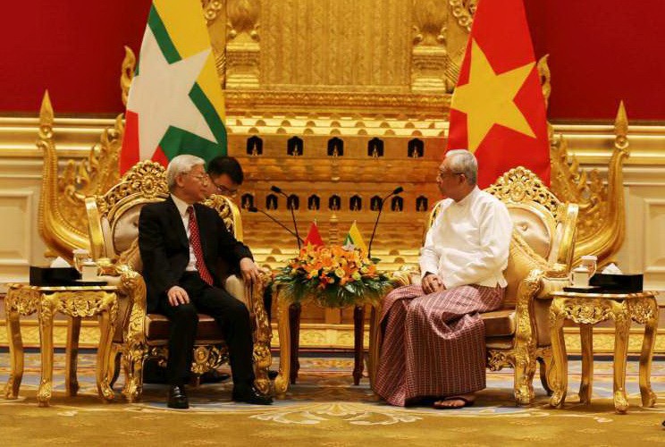 阮富仲總書記與吳廷覺總統會晤。（圖源：越通社）