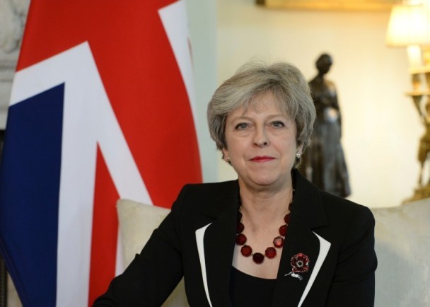 英首相特蕾莎‧梅在談判上致詞。(圖源:Getty Images)