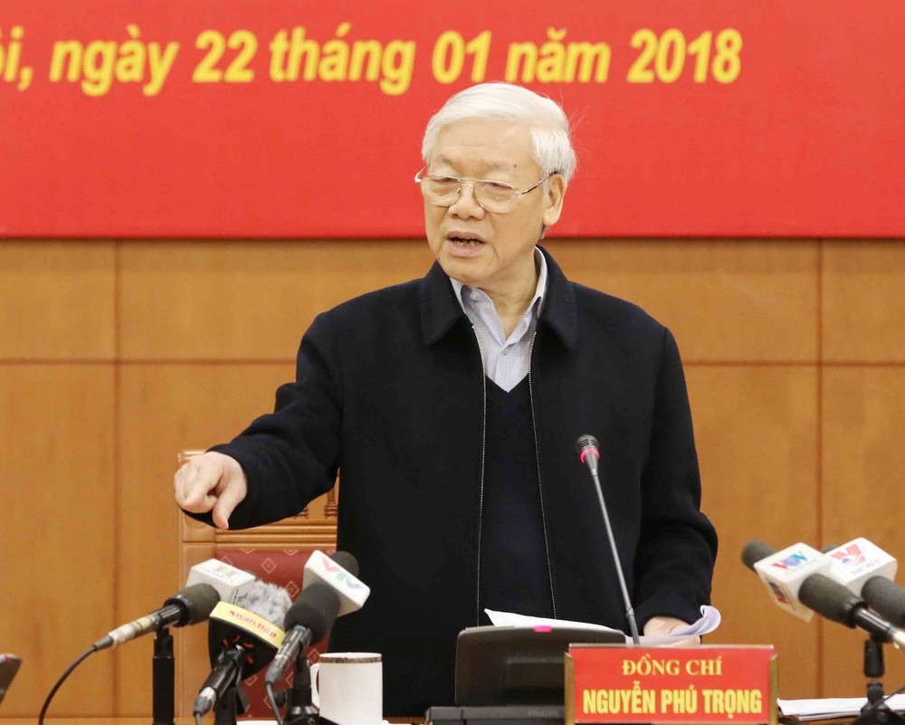 黨中央總書記、中央肅貪指委會主任阮富仲主持會議。（圖源：越通社）