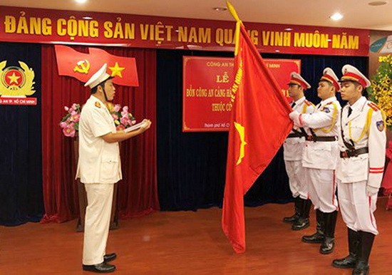 市公安廳昨(31)日舉行新平郡公安科所屬新山一國際機場公安哨所成立儀式。（圖源：愛珍）