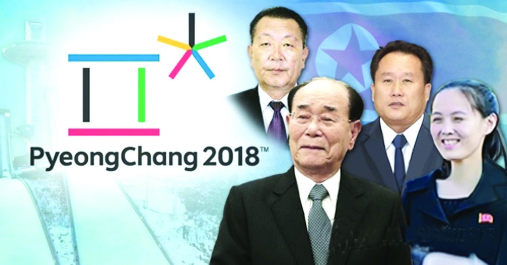 朝鮮通知冬奧高官團包括金正恩胞妹金與正（前排右一）。 （圖源：韓聯社）