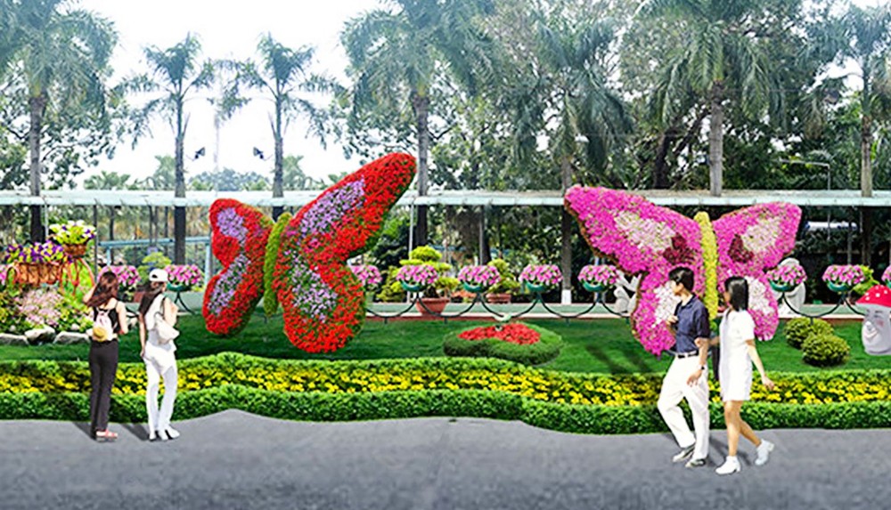 蓮潭公園“春蝶”景緻配圖。