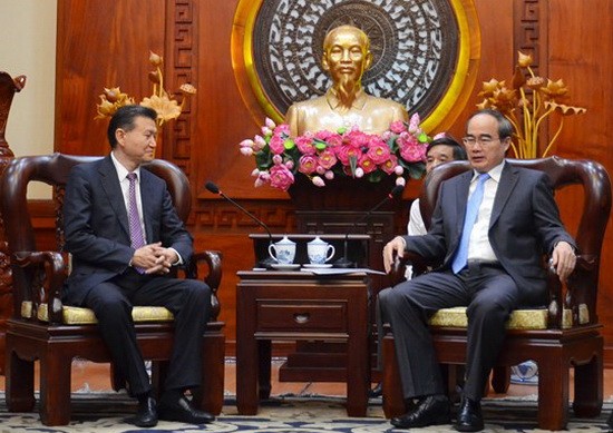 市委書記阮善仁接見國際象棋聯合會主席。（圖源：玉雪）