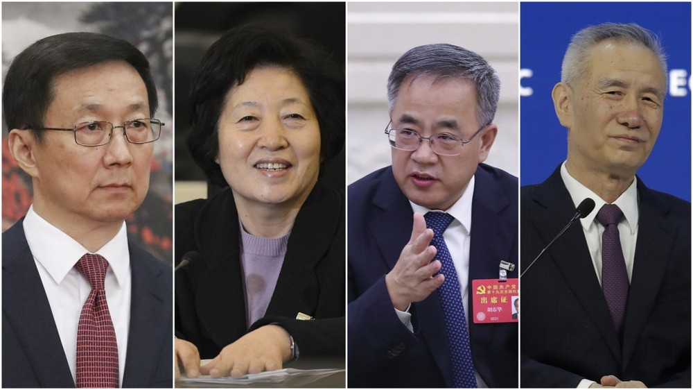 左起：韓正、孫春蘭、胡春華、劉鶴當選中國國務院副總理。（圖源：互聯網）