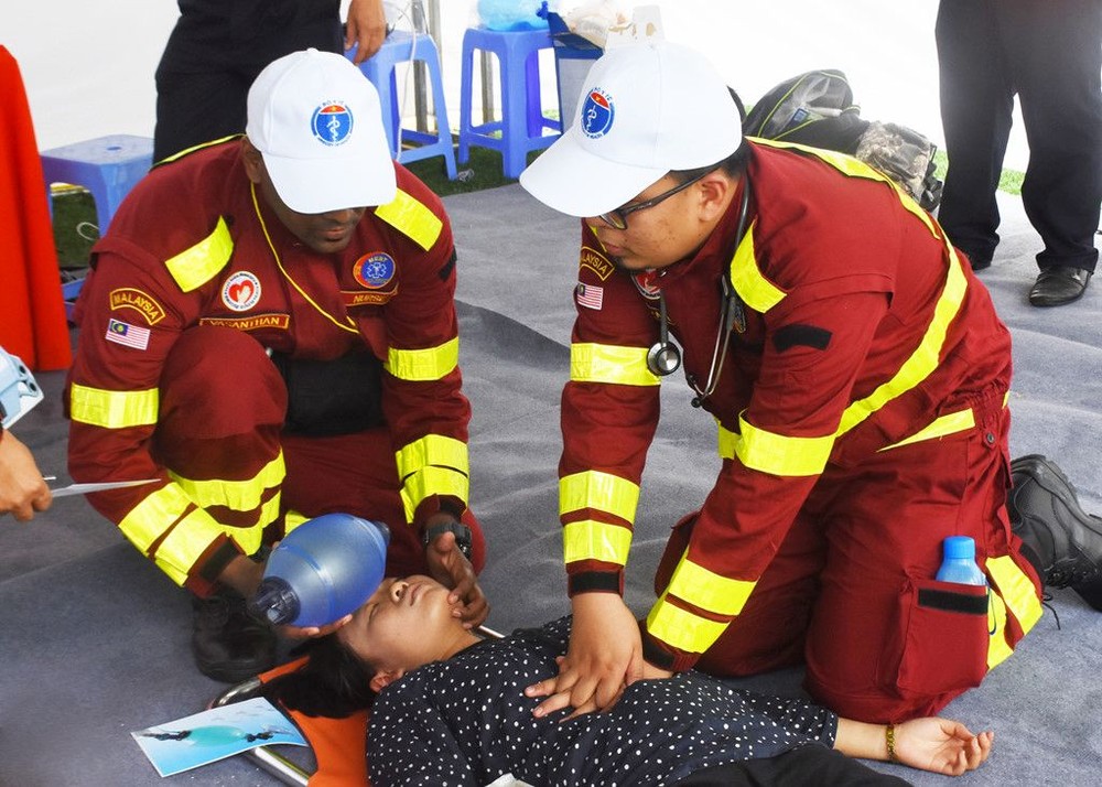 應對天災的國際醫療演習一瞥。（圖源：Zing）