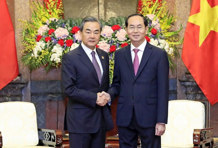 國家主席陳大光接見中國外交部長王毅。(圖源:顏創)