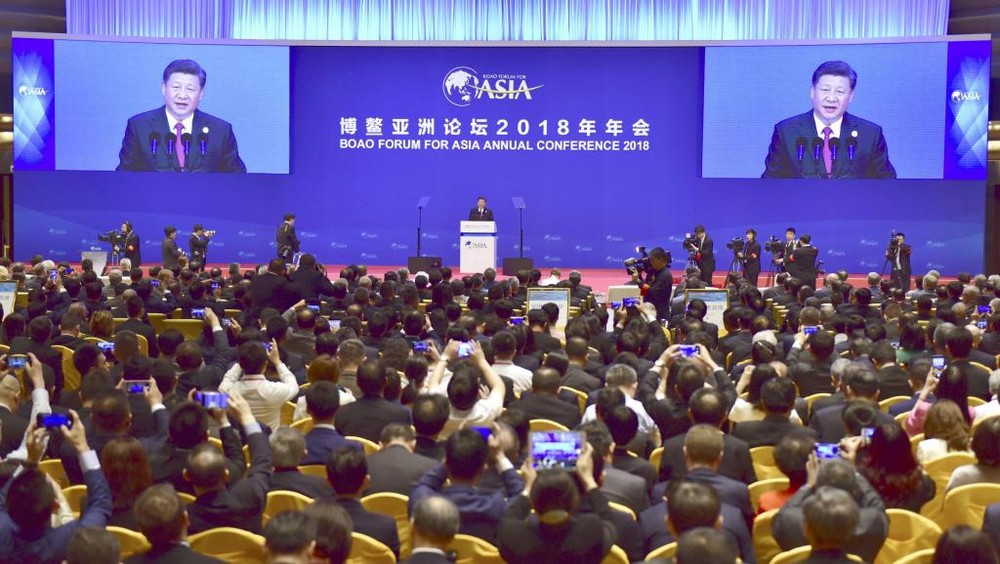 中國國家主席習近平在博鰲經濟論壇開幕式講話 。 (圖源:路透社)