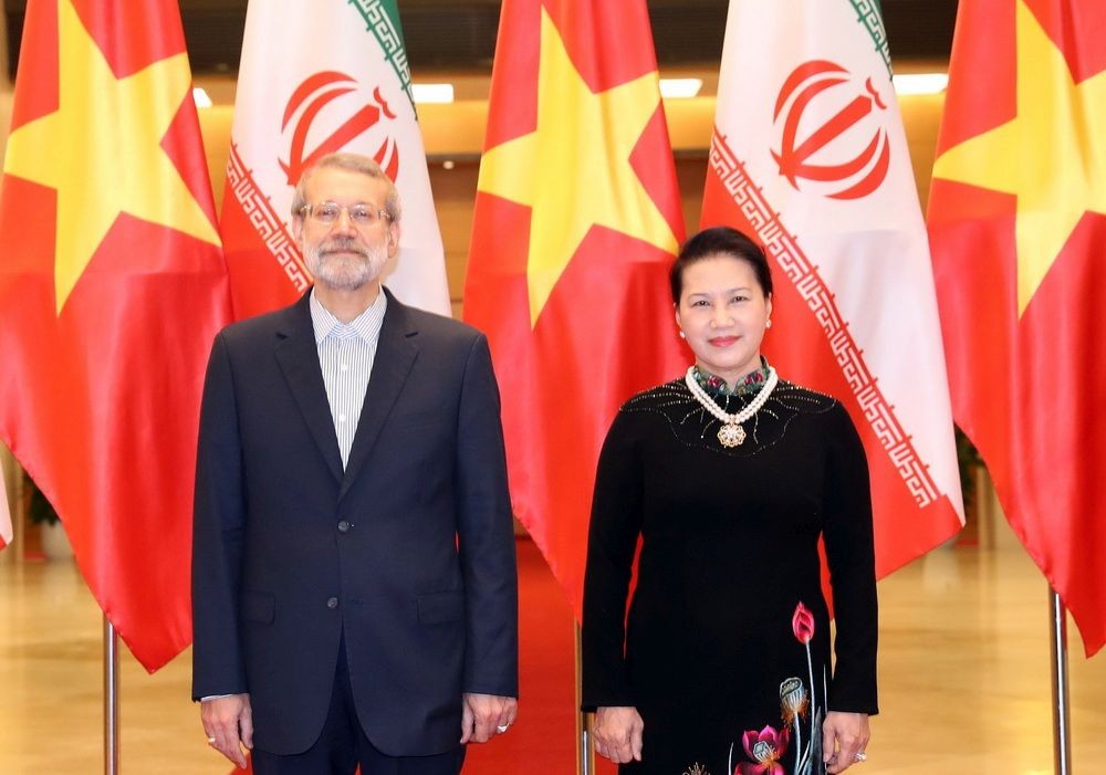 國會主席阮氏金銀會見伊朗議會議長阿里。（圖源：仲德）