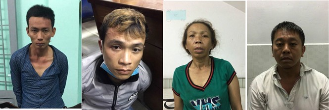 左起為阮黃福、黃公達、阮氏春蘭和阮明海。(圖源:公安機關提供)