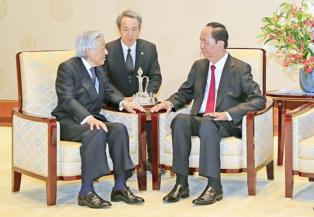 國家主席陳大光會見日皇明仁。(圖源:顏創)