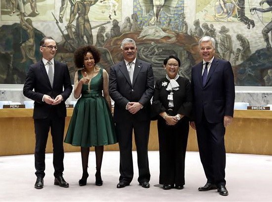 聯合國大會選舉德國、南非、多米尼加共和國、印度尼西亞和比利時(從左至右)5國為2019年和2020年安理會非常任理事國。（圖源：新華網）