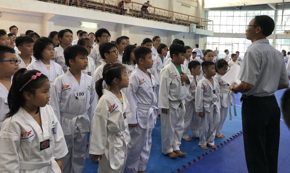 2018年第五郡第二季度跆拳道升級比賽一隅。