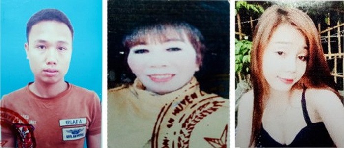涉嫌拐賣人口罪的3名嫌犯武文功（左一）、陳氏金菊(中)與黎氏金玉。（圖源：巴地-頭頓報）