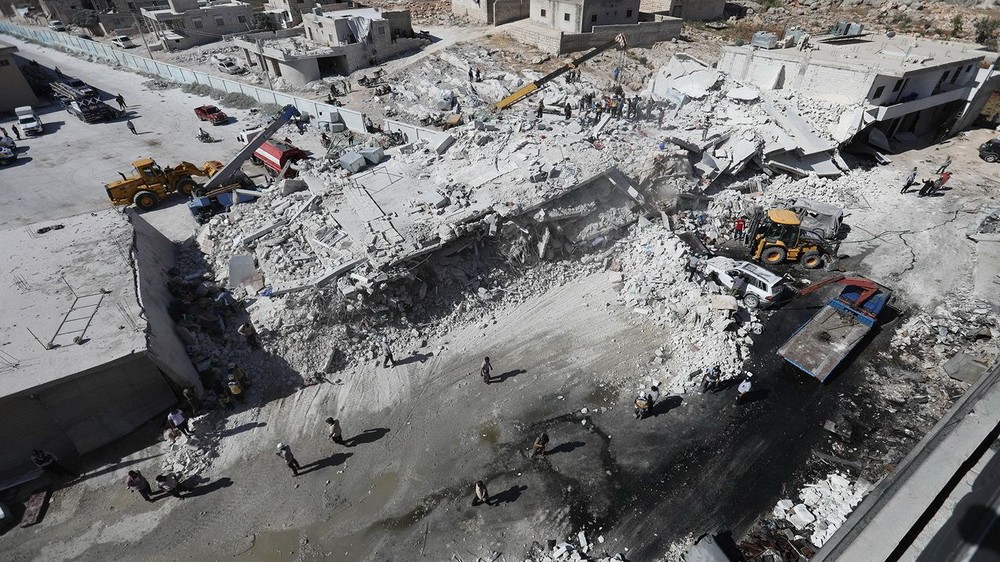 事發當地爆炸後的建築廢墟。(圖源:AFP)