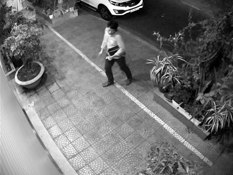 被監控錄影器拍下的偷竊歹徒鏡頭。(圖源:視頻截圖)