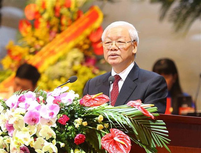 黨中央執行委員會總書記阮富仲出席並在會議上發表指導意見。(圖源:越通社)