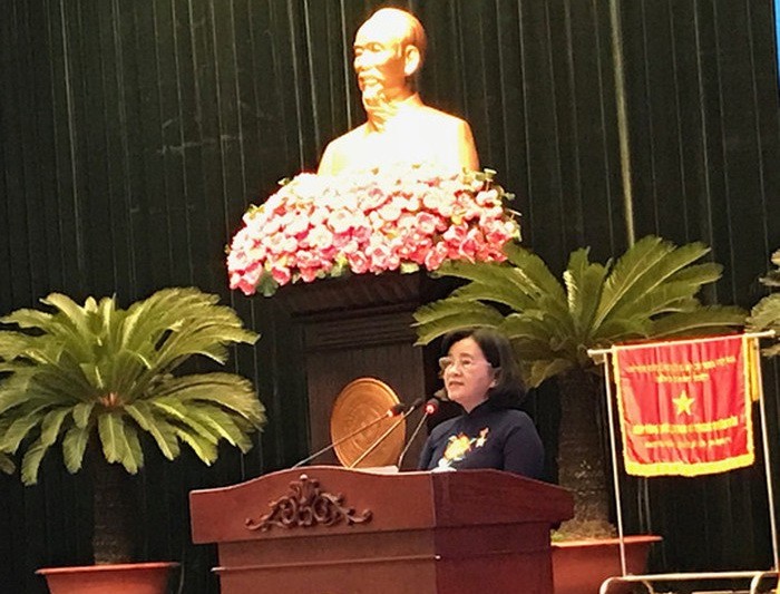 市委宣教處主任申氏舒在聚會上發表講話。