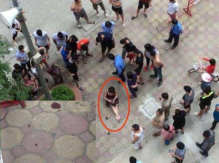 大圖中畫紅圈的是受傷的婦女；小圖為現場留下的兩枚彈殼。（圖源：法律報）