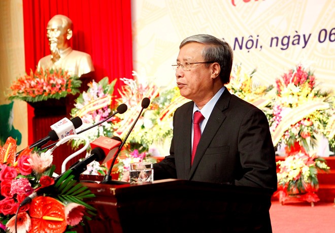 黨中央政治局委員、黨中央書記處常務書記陳國旺在中央機關黨部傳統日70週年紀念儀式上發言。（圖源：黎山）