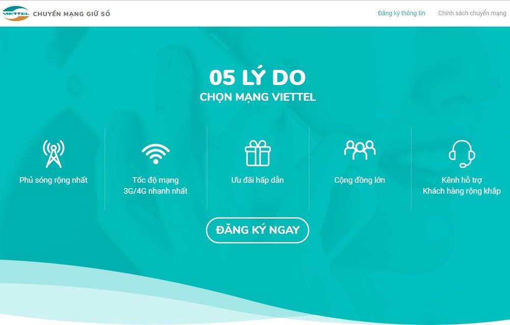 Viettel 提供轉換網絡服務。（圖源：網站截圖）